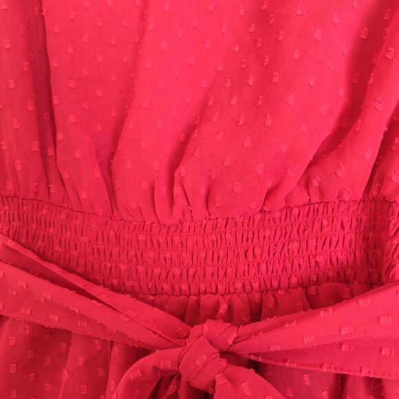 NWT Red Textured Dress SZ L JAPNA FLOWY Chiffon Cruise BOHO Swing Ruffle Large - Picture 10 of 16
